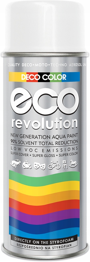 Farba lakier spray Eco Revolution Biały RAL9010 połysk Eko