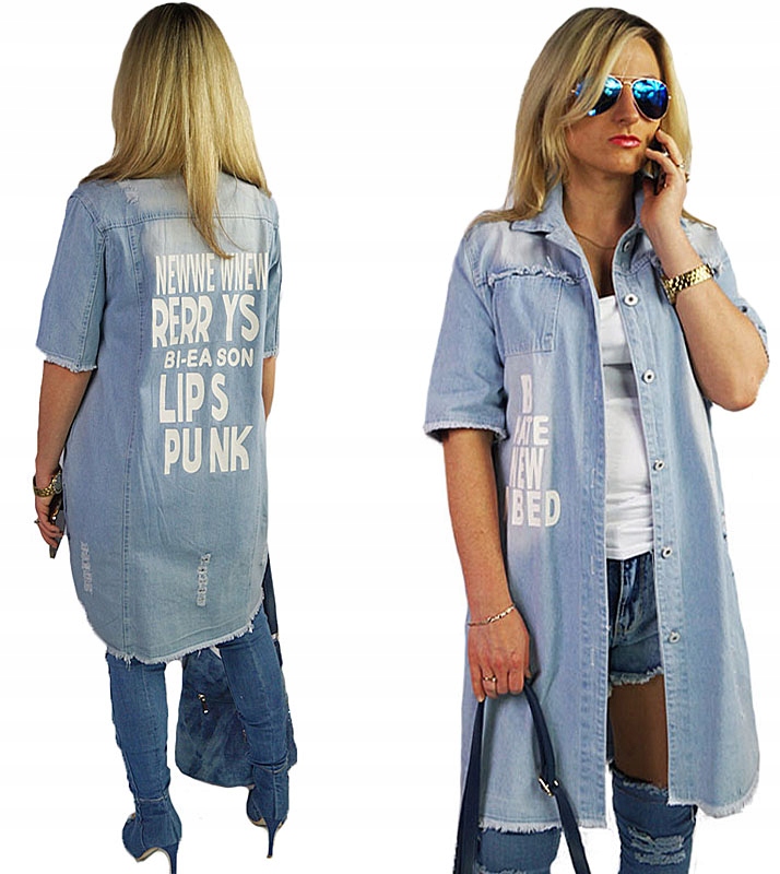 ORYGINALNA MODNA DAMSKA JEANSOWA ROZPINANA NARZUTKA KURTKA KIESZENIE XL /42