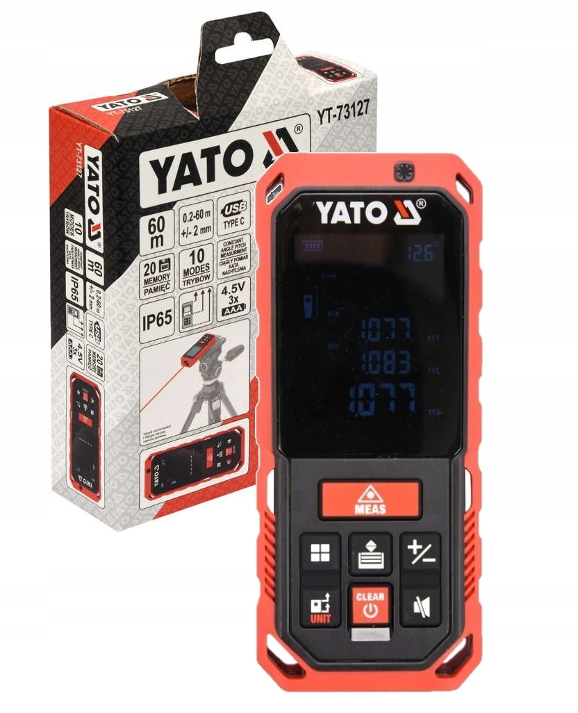 DALMIERZ LASEROWY MIERNIK ODELGŁOŚCI 60m YATO YT-73127