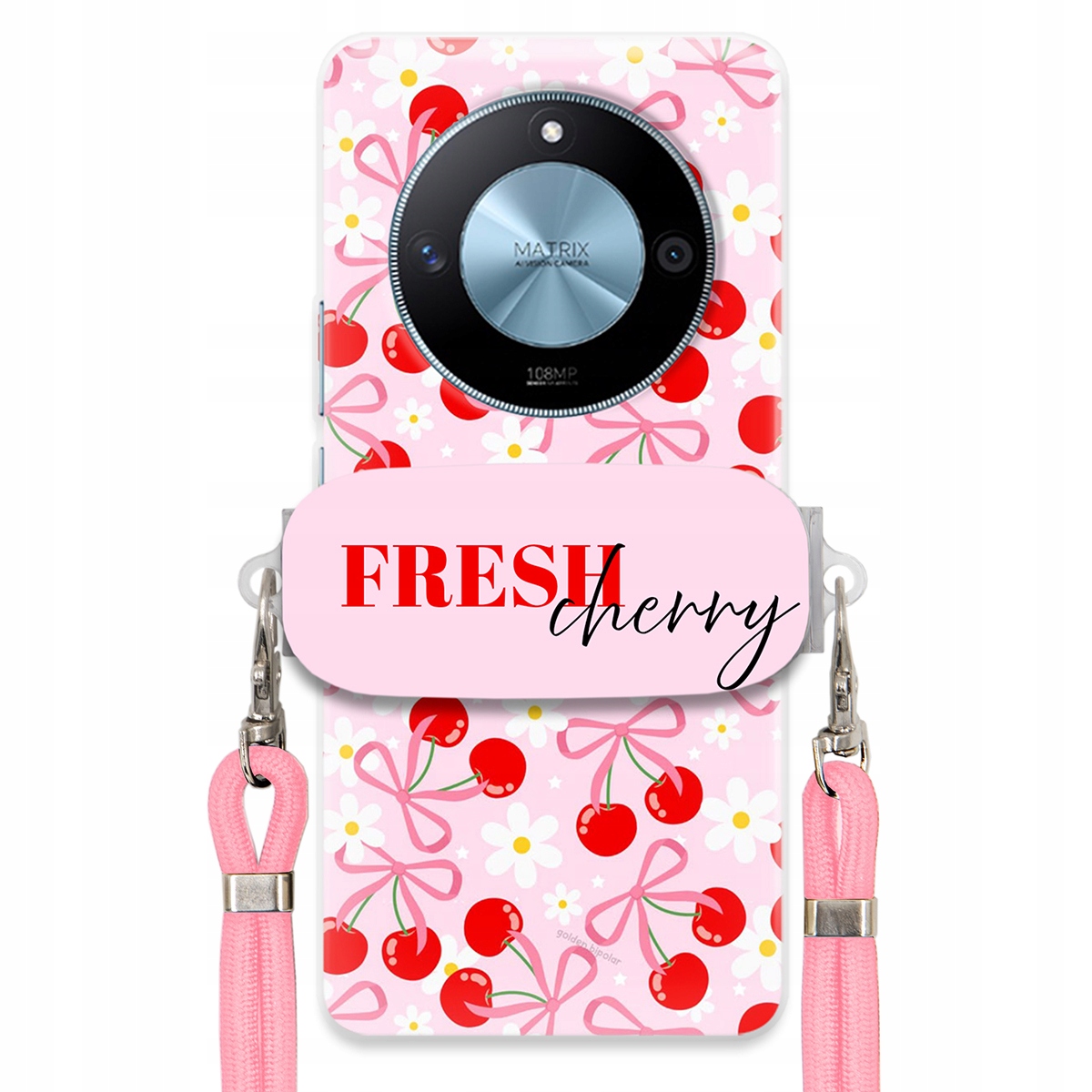 Puzdro pre Honor Magic 6 Lite Case Držiak na šnúrku Ružový Fresh Cherry Kokardy