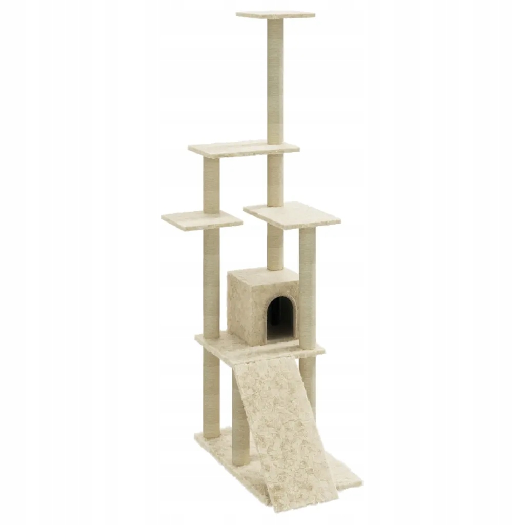 Levně vidaXL Škrabadlo pro kočky se sisalovými sloupky, krémové, 155 cm