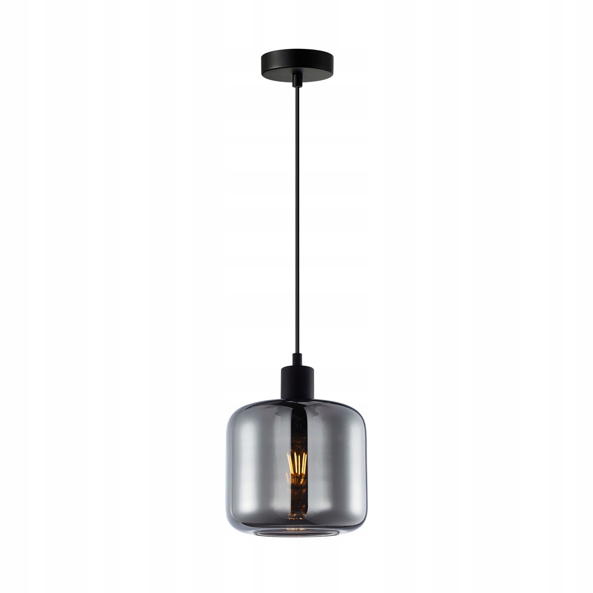 Závěsná lampa Maluna Italux černá, kouřové skleněné stínítko E27 40W