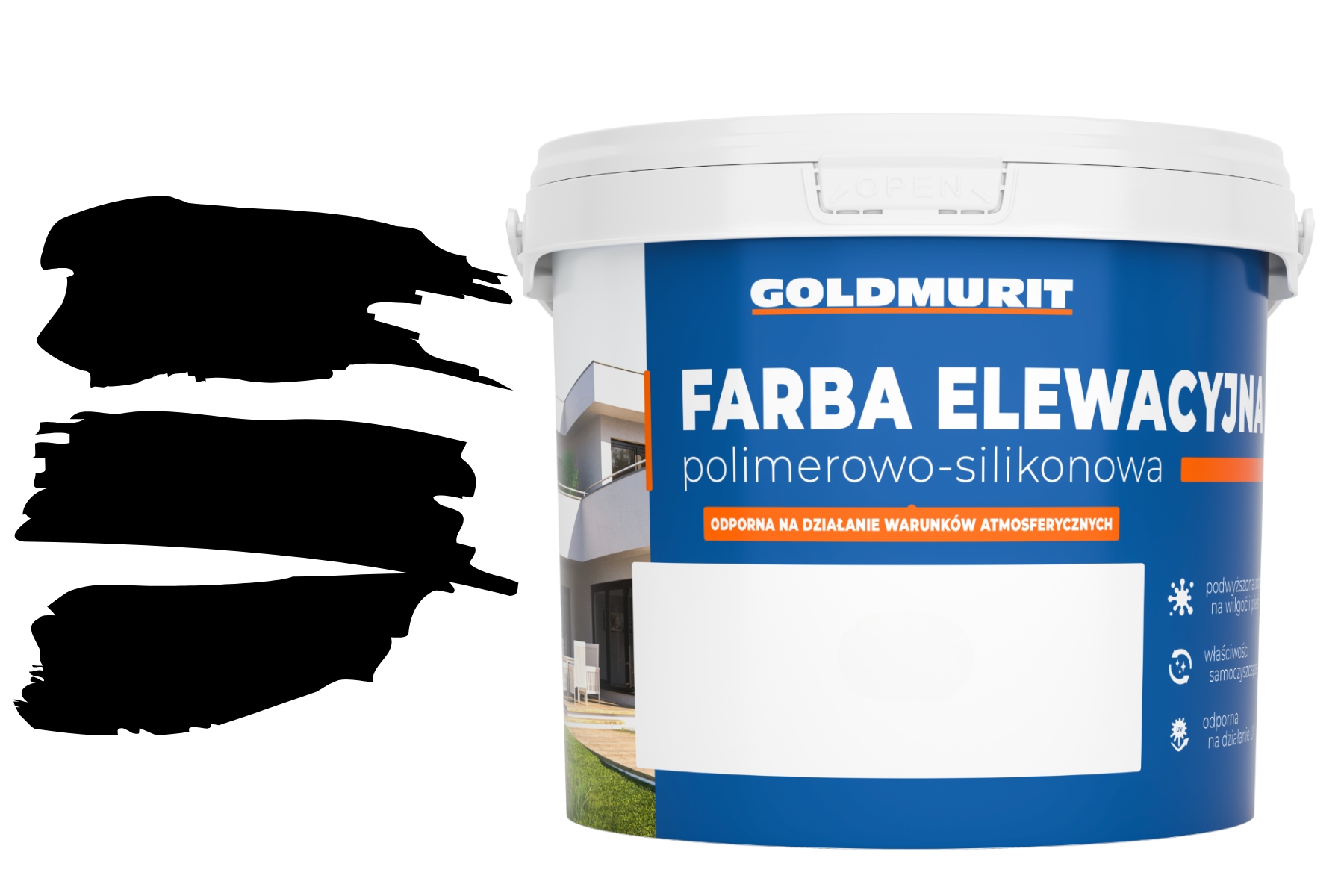 Farba elewacyjna polimerowo-silikonowa 10l czarny Goldmurit