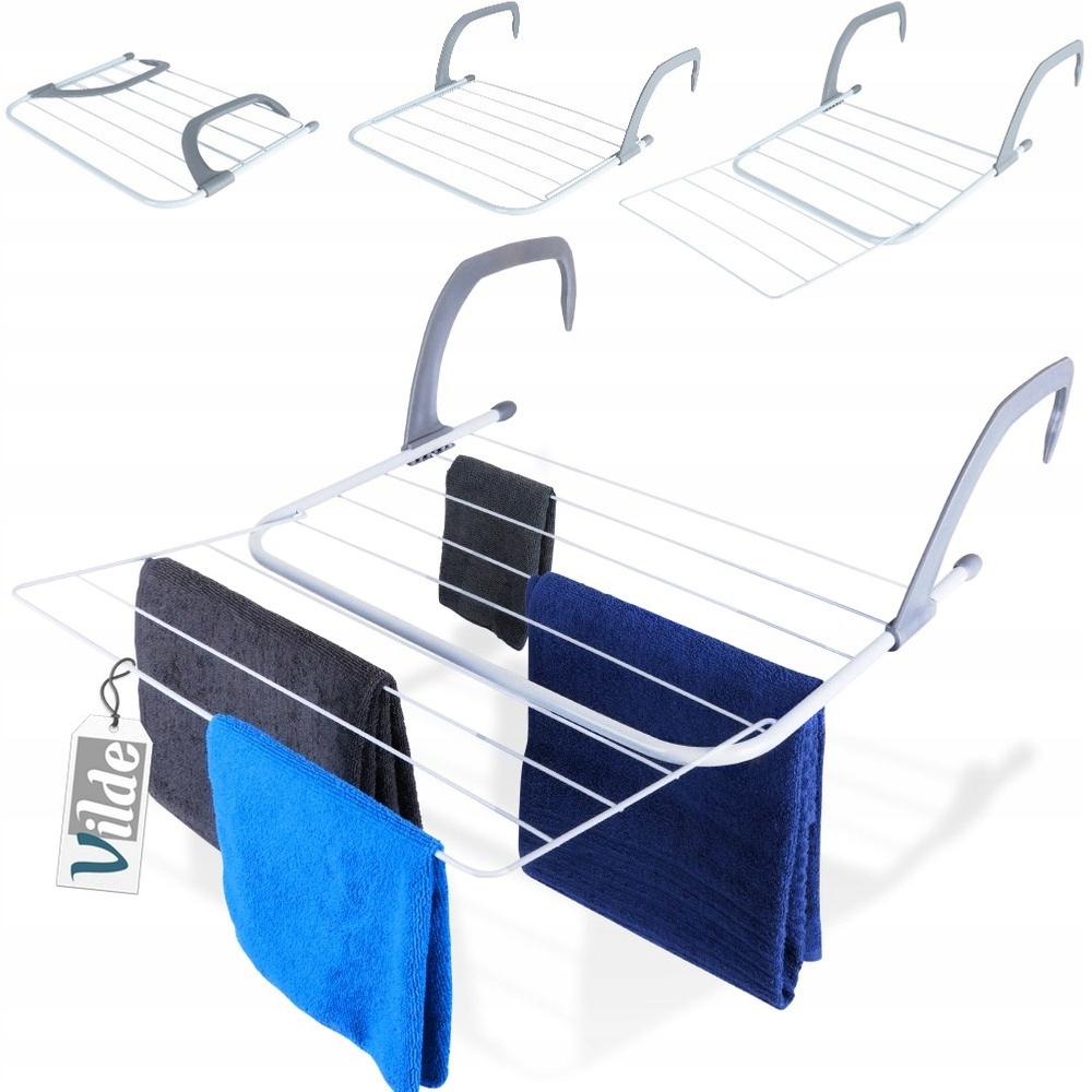 Bílý kovový sušák na radiátory, výsuvný, 55x50,5 cm