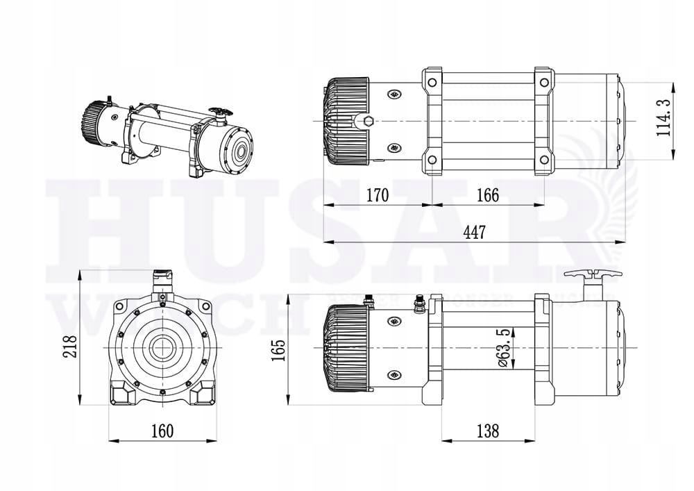 WYCIĄGARKA WCIĄGARKA LINOWA 3856KG 12V + Pilot Model BST 8500lbs