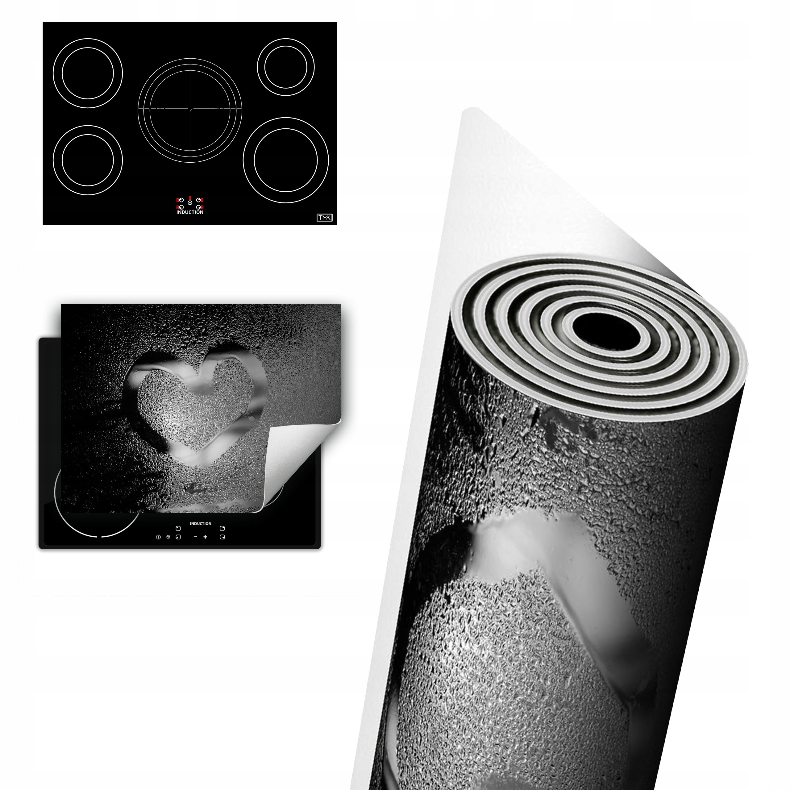 Vinylová Ochrana Na Indukci Desky 80x52 šedá srdce