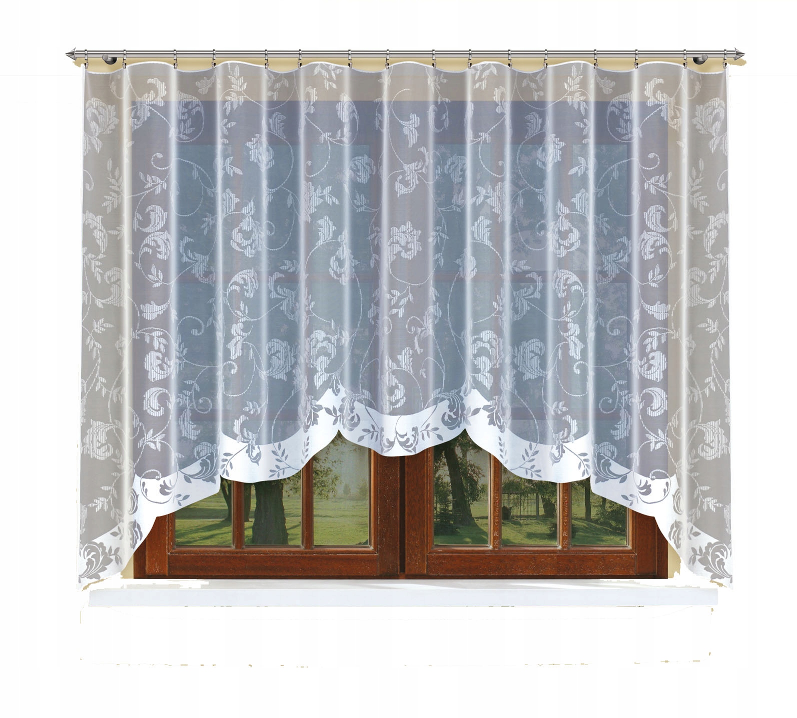 

Biała Firanka Żakardowa Z Taśmą 160x300cm %%