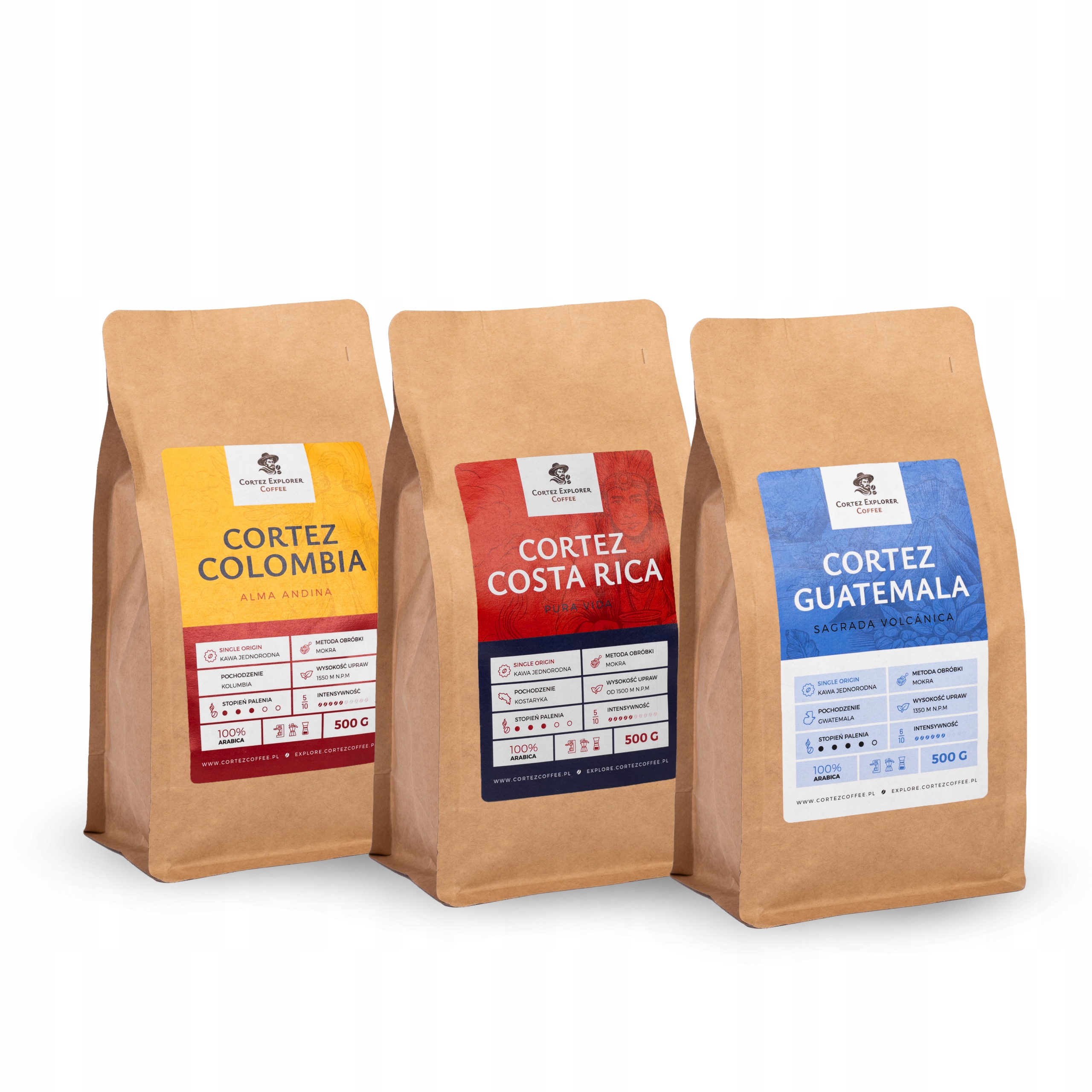 Levně Káva zrnková Set Cortez 3 X 500 G Colombia/costa Rica/guatemala