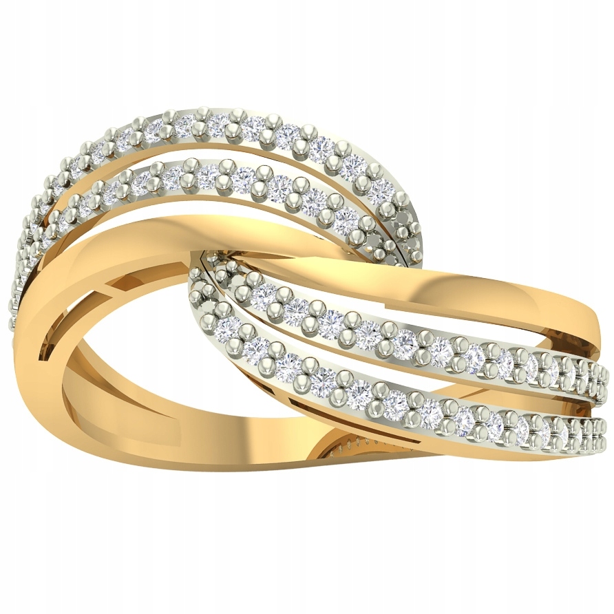 Zlatý Prstýnek S Vlnami A Zirkony Pr 585