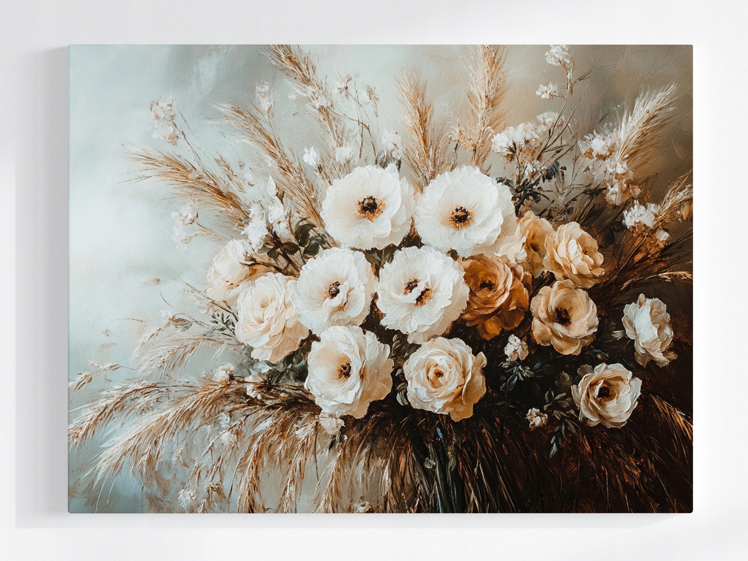 Obraz Na Plátně Canvas Dekorace Kytice Květiny Tráva Obiloviny Růže 100x75