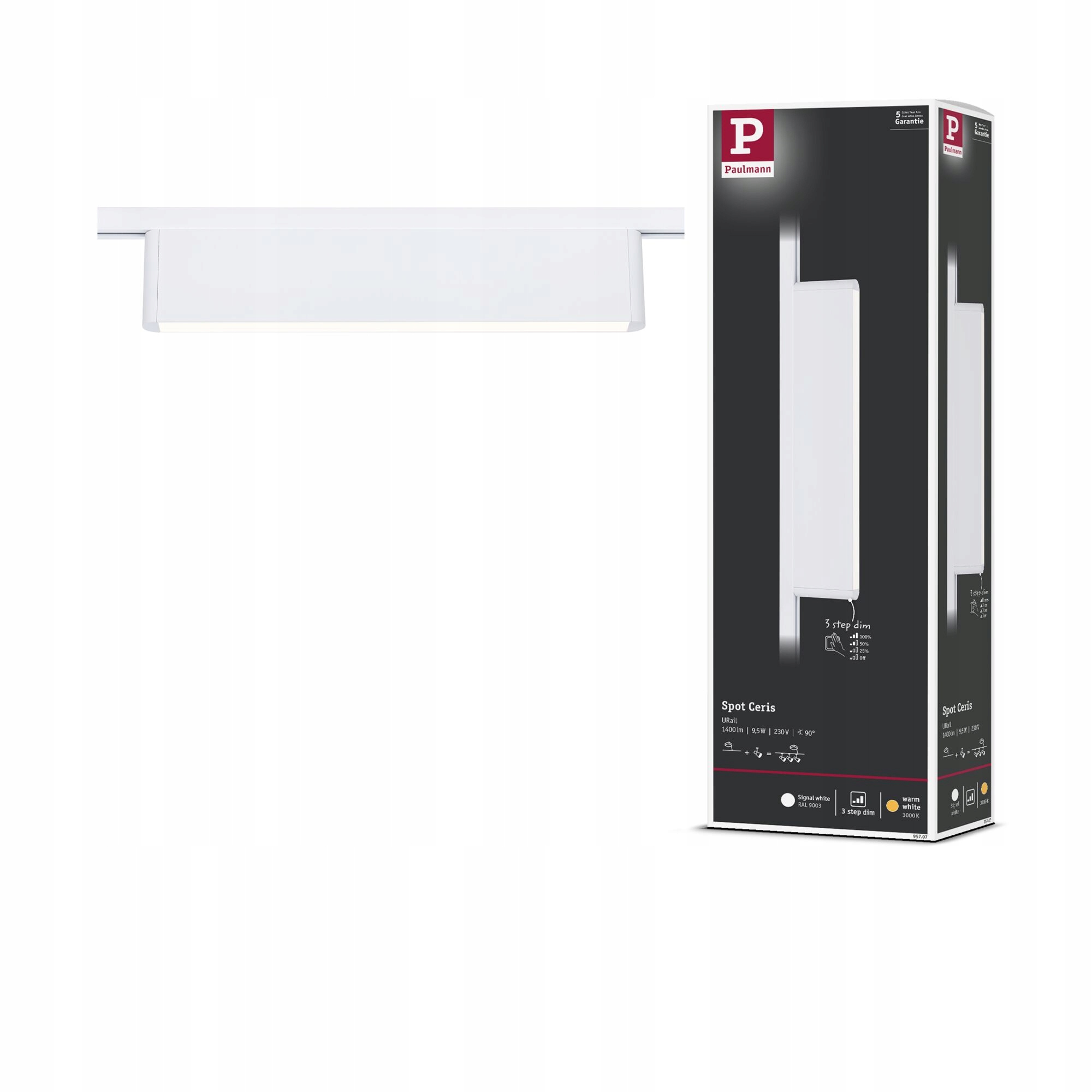 Oprawa na szynoprzewód URail Ceris Led 3-STEP DIM 9,5W 800lm IP20 3000K230V