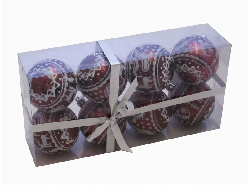 

Bombki nietłukące Różowe z wzór 6cm. Kostka 8szt.