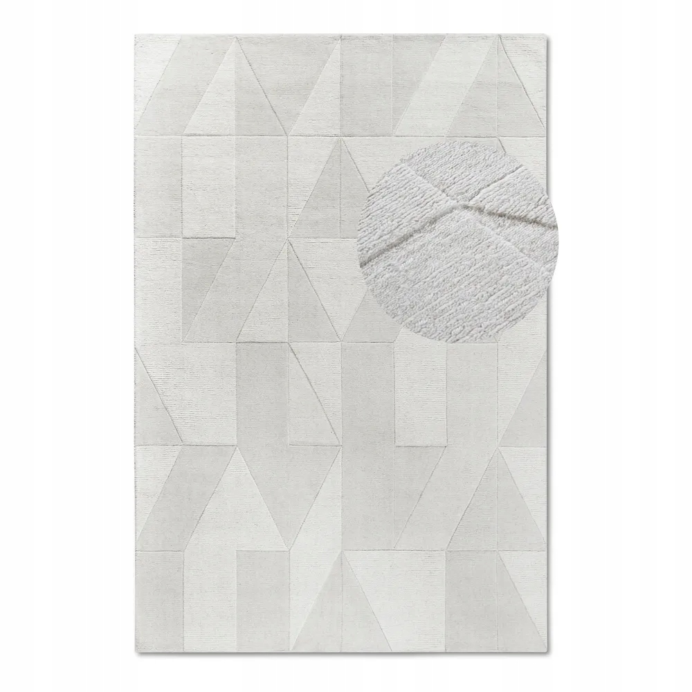 Vlnený koberec do obývačky 120 x 170 cm, krémový, moderný vzor