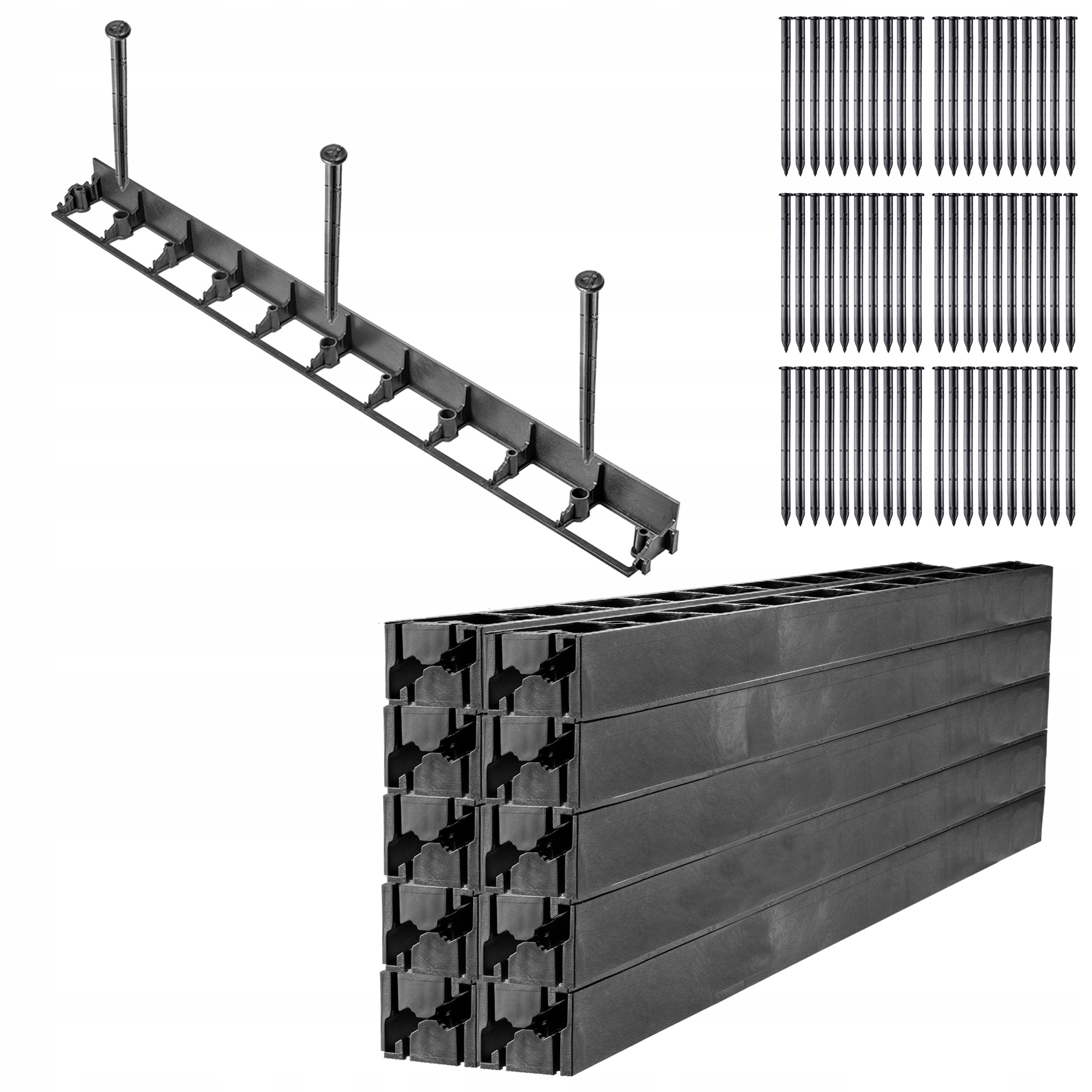 Trávníkový Lem Zahradní Plastový 5,8 cm 20 m 60 Kotvících Kolíků Set Černý