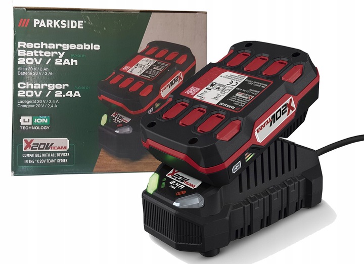 Parkside Akumulator Litowo-jonowy 2 Ah, 20 V Z Ładowarką Zestaw Startowy