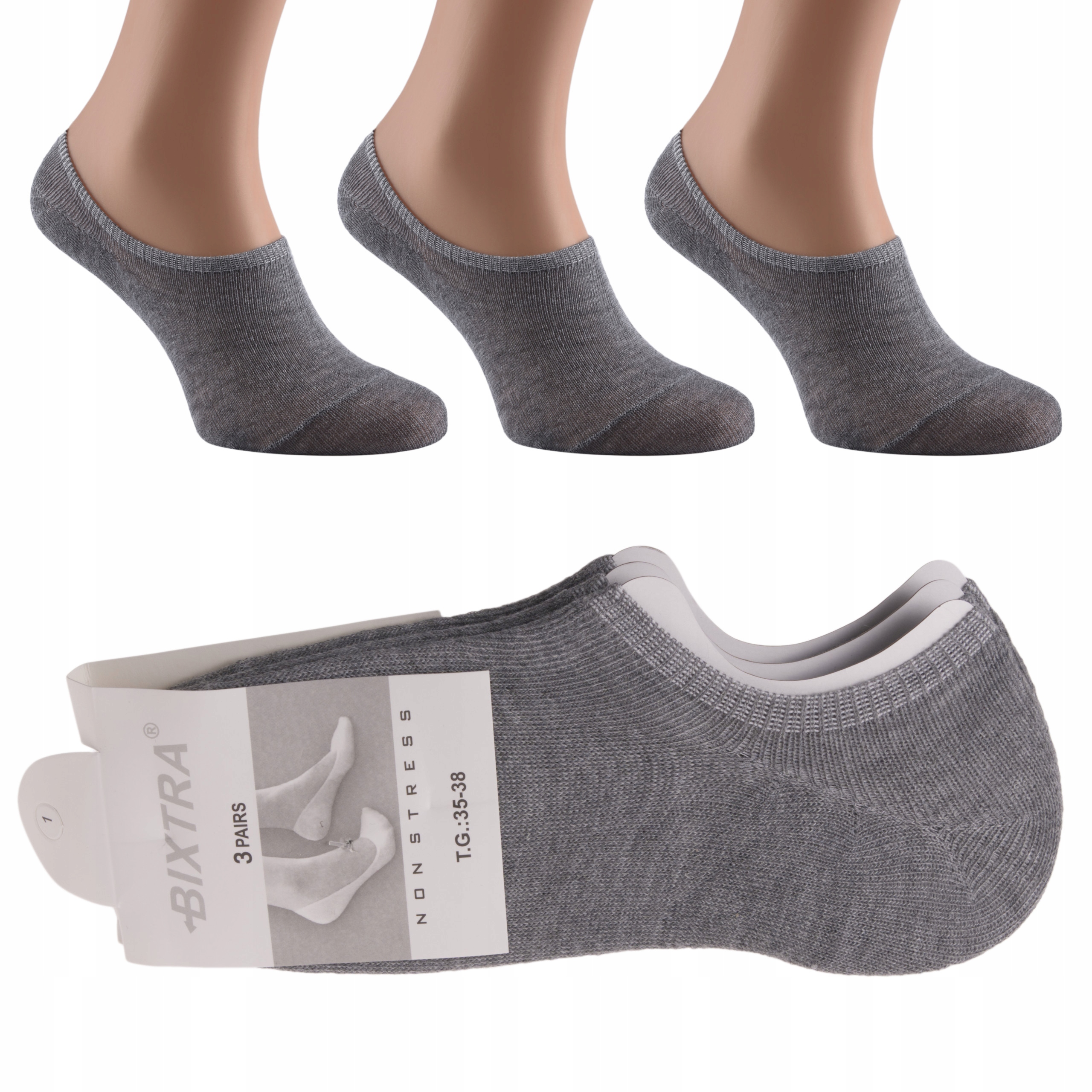 

3pak stopki skarpety gładkie bawełna sport 35/38