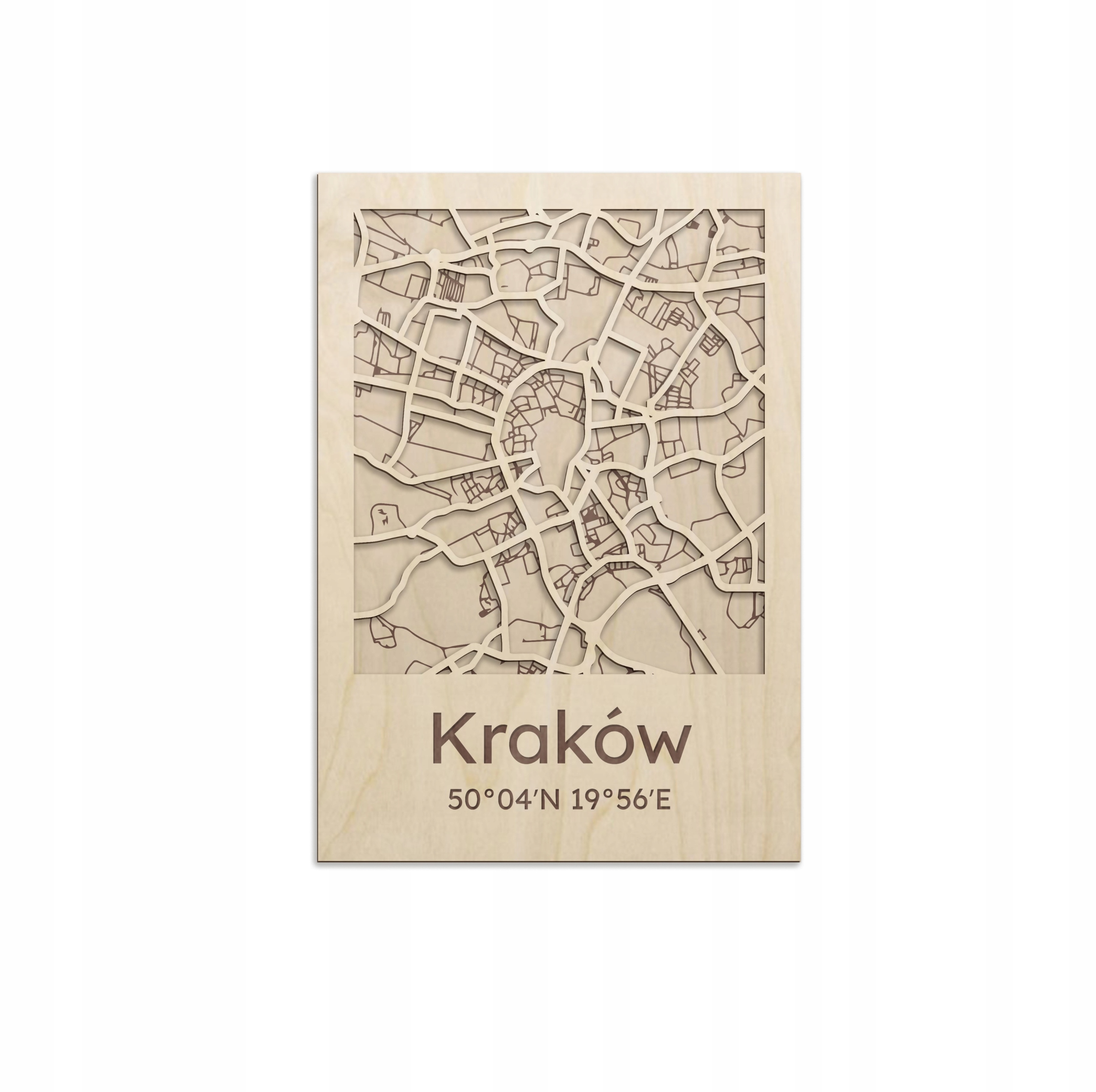 Plakát Obraz ze dřeva 3D Mapa Města Krakov Dřevěný nástěnný panel