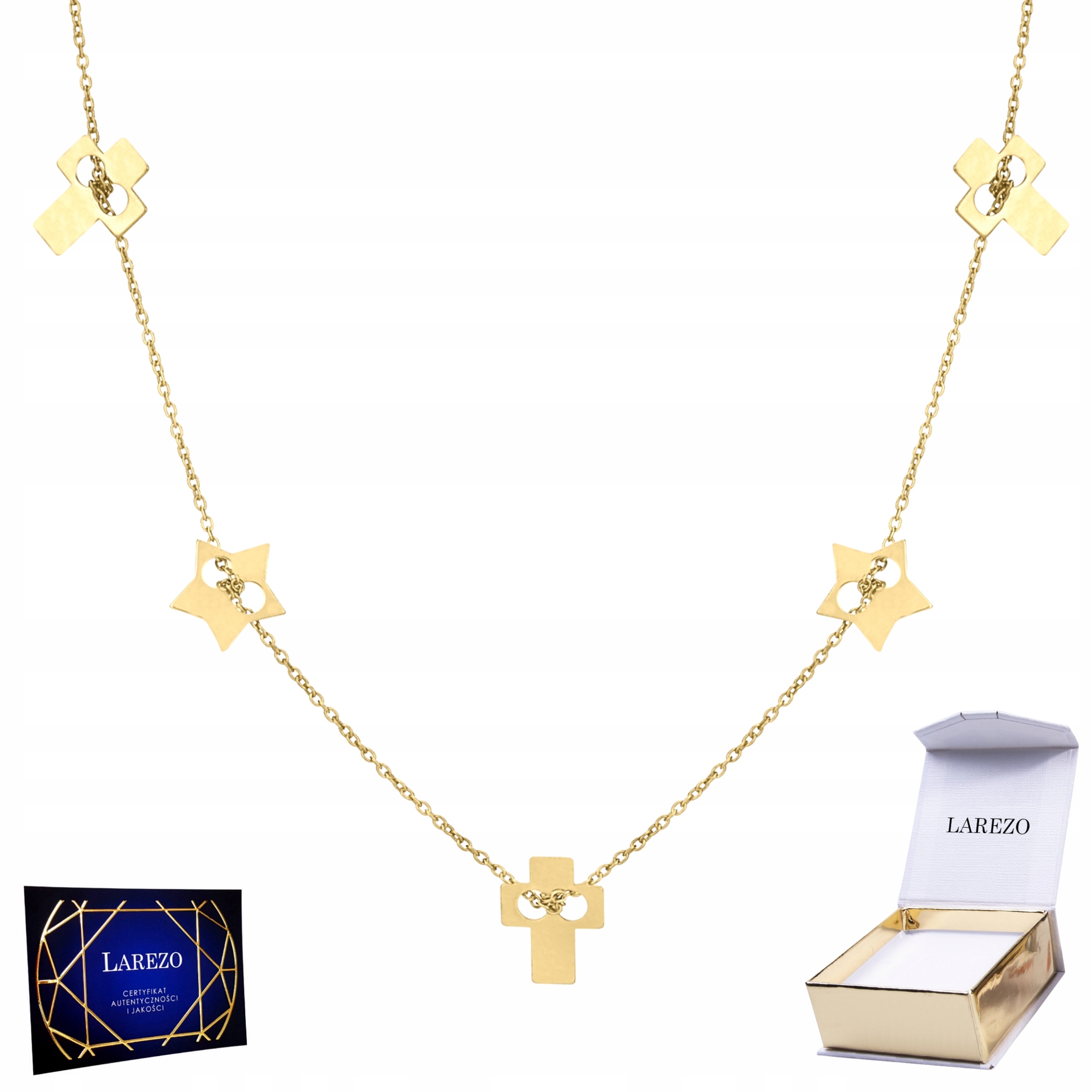 Zlatá celebrita Náhrdelník 925 s křížkem Hvězdička Křížek Hvězdičky Kříž