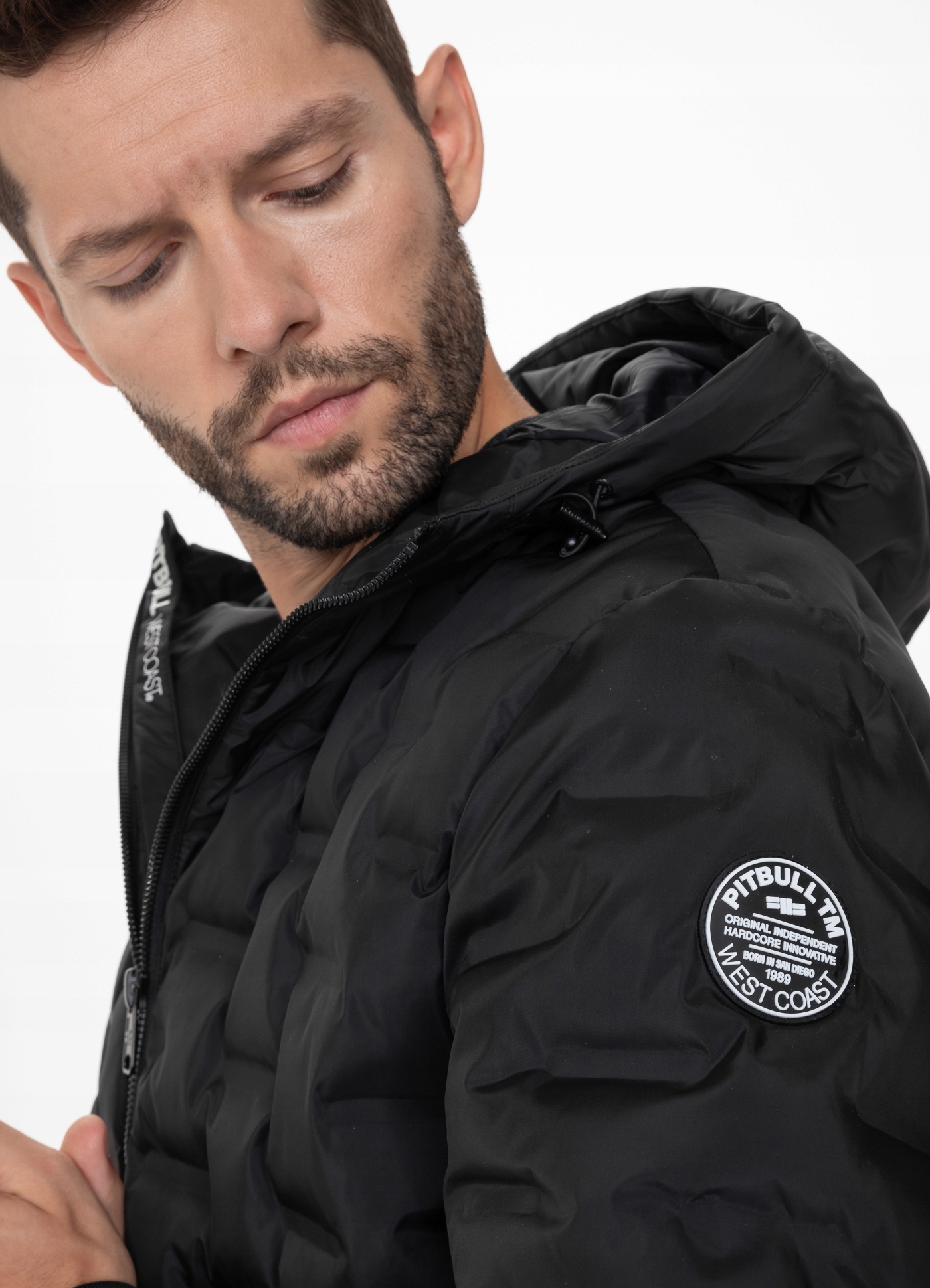 KURTKA ZIMOWA MĘSKA PITBULL PIKOWANA Z KAPTUREM XL Długość do bioder