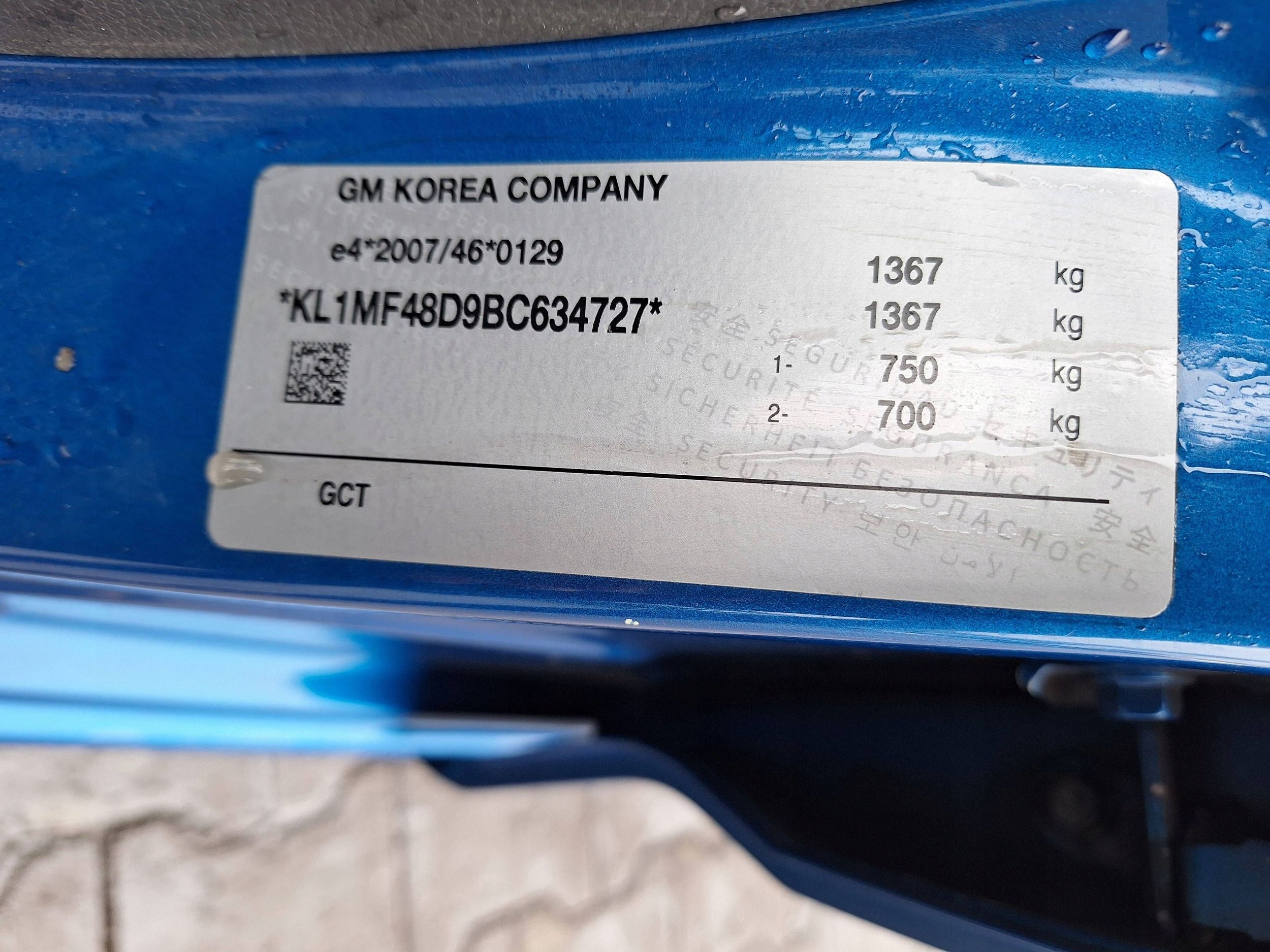 CHEVROLET SPARK 3 III M300 front blue door front left GCT 2010