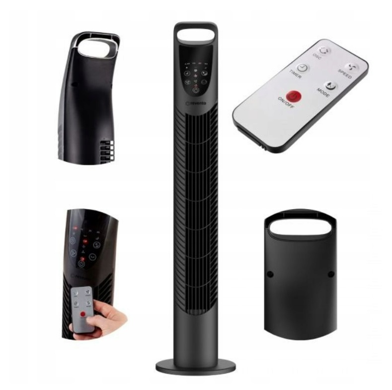 WENTYLATOR WIATRAK KOLUMNOWY STOJĄCY LED + PILOT Zakres działania 0-90°