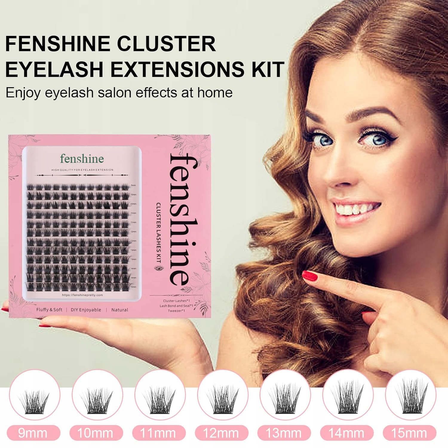 FENSHINE Kępki Rzęs Indywidualne Miękkie Rzęsy C/D Curl 9-15mm Do Domu — miniatura 7