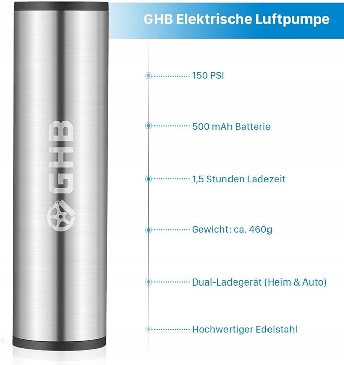 POMPKA SAMOCHODOWA SPRĘŻARKA POWIETRZA GHB MINI ELEKTRYCZNA PRZENOŚNA Kod producenta 8944984498