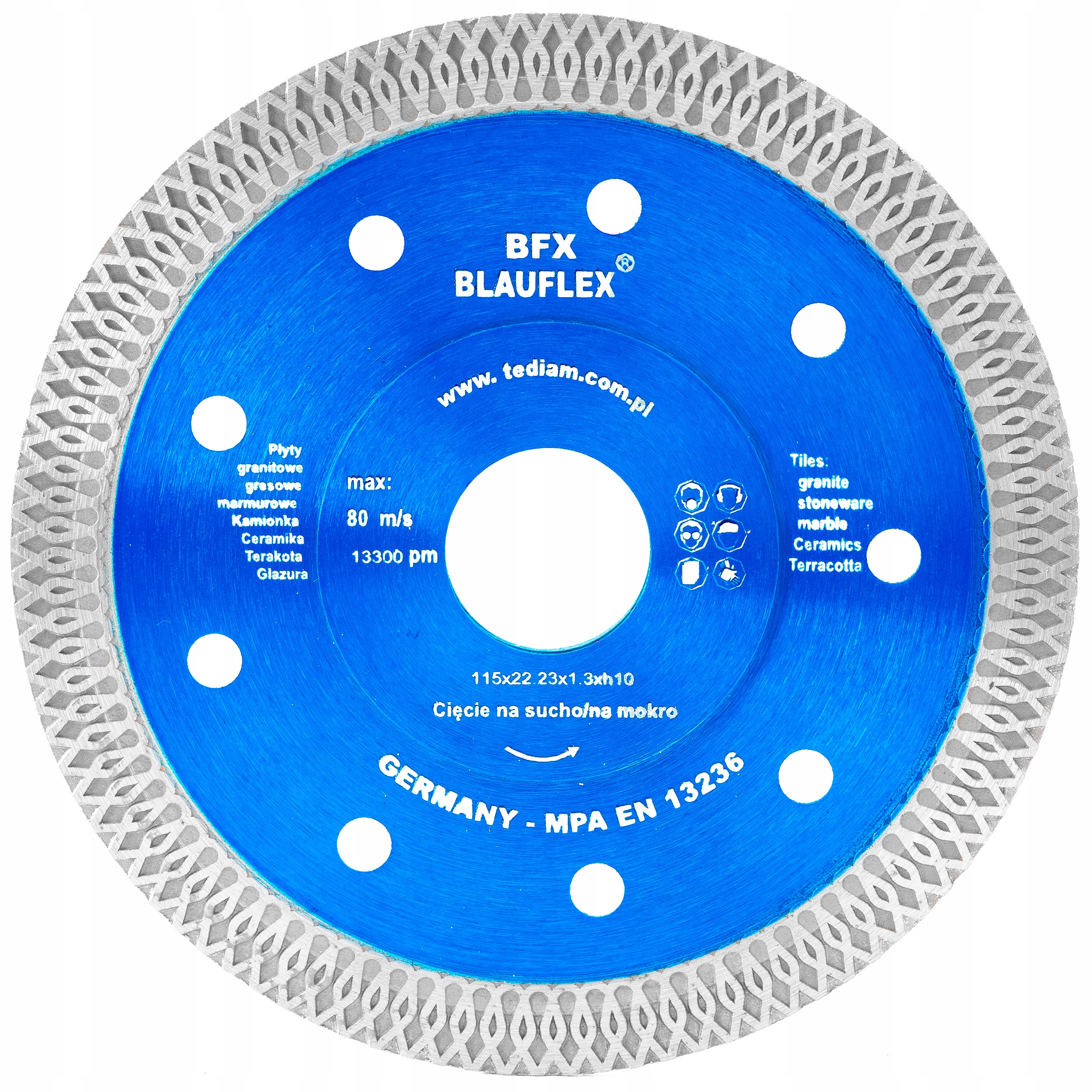 TARCZA DIAMENTOWA DO CIĘCIA GRESU PŁYTEK MARMURU GRANITU BLAUFLEX PRO 115mm