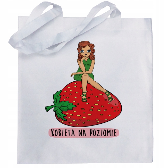 

Zabawna torba eko kobieta na poziomie poziomka