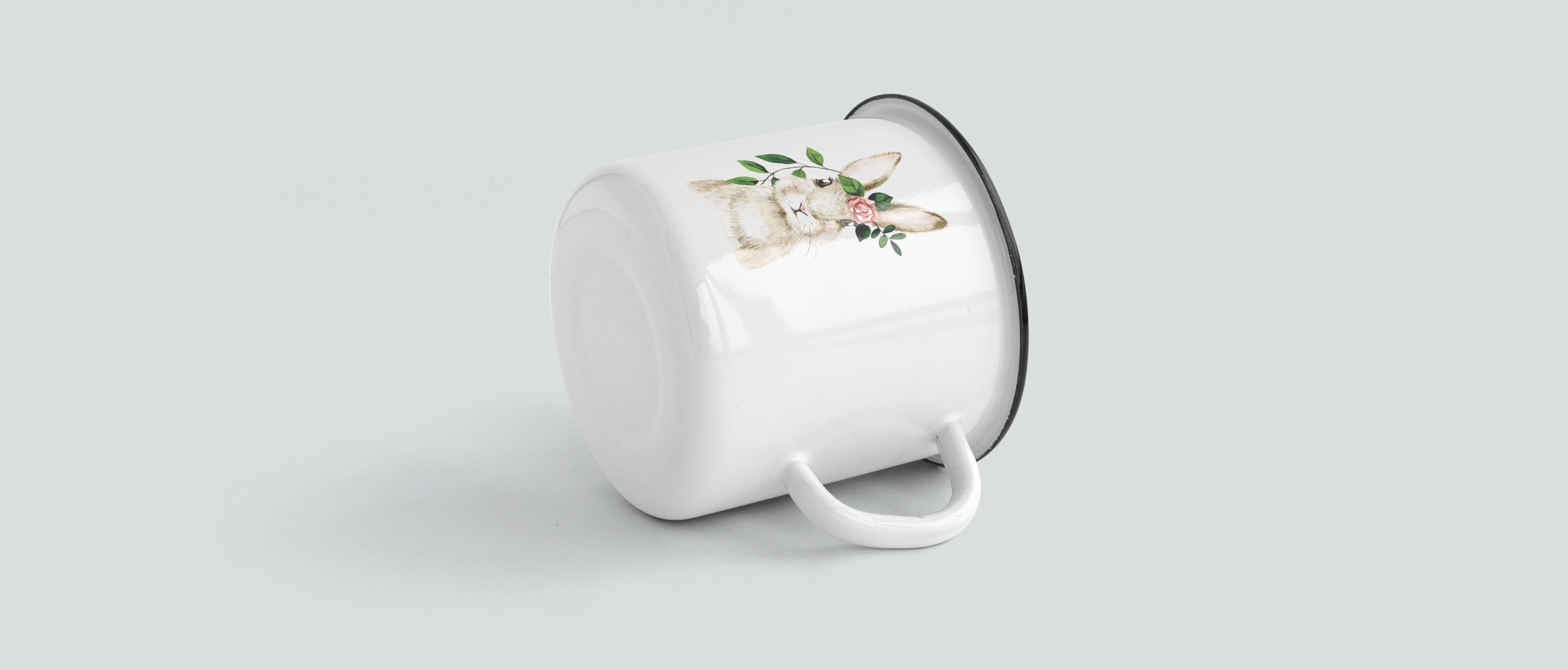 KUBEK GARNUSZEK EMALIOWANY WIELKANOC WIOSNA ZAJĄC Pojemność 330 ml