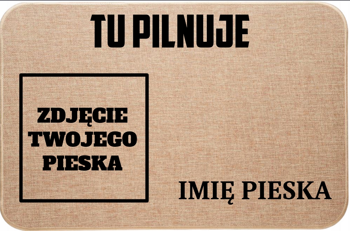 Lněná Vstupní Rohožka Zde Hlídá Jméno Mopsů Fotku Psa