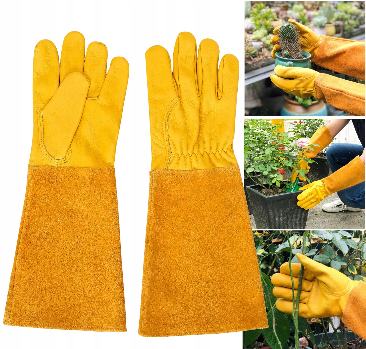 RĘKAWICE OGRODOWE ROBOCZE DO OGRODU RĘKAWICZKI OCHRONNE DŁUGIE XL