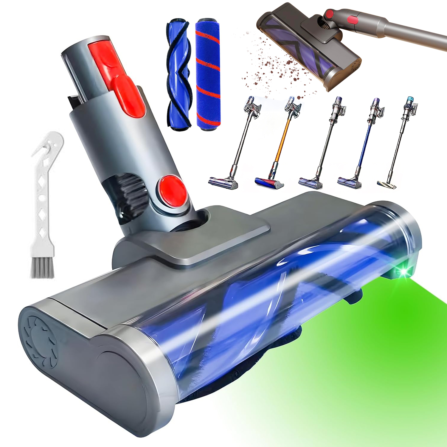 Turbo Kartáč S Led Osvětlením Pro Vysavače V7 V8 V10 V11 V15