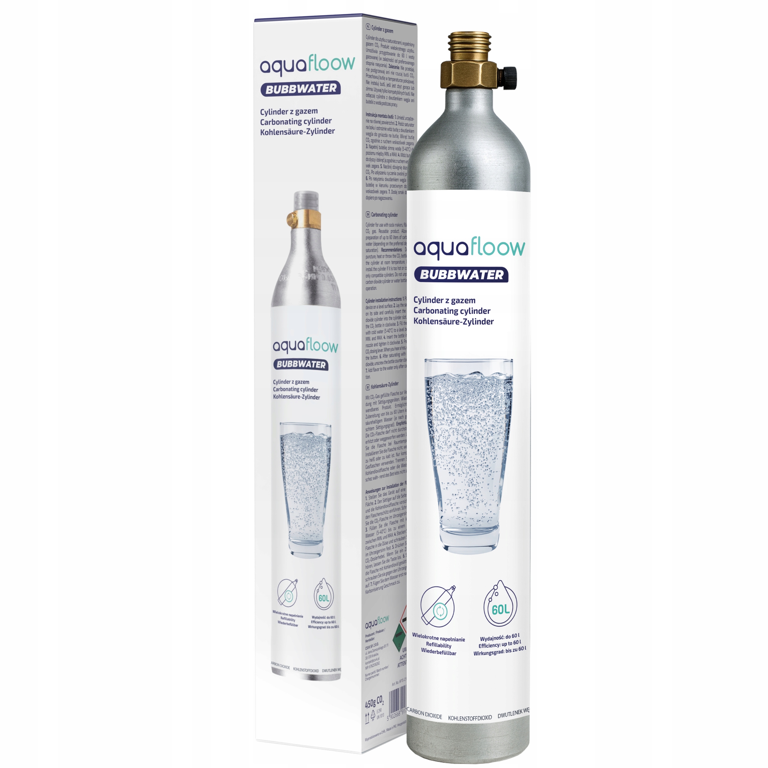 Nabój CO2 do saturatora AquaFloow Bubbwater Cylinder do saturator do wody