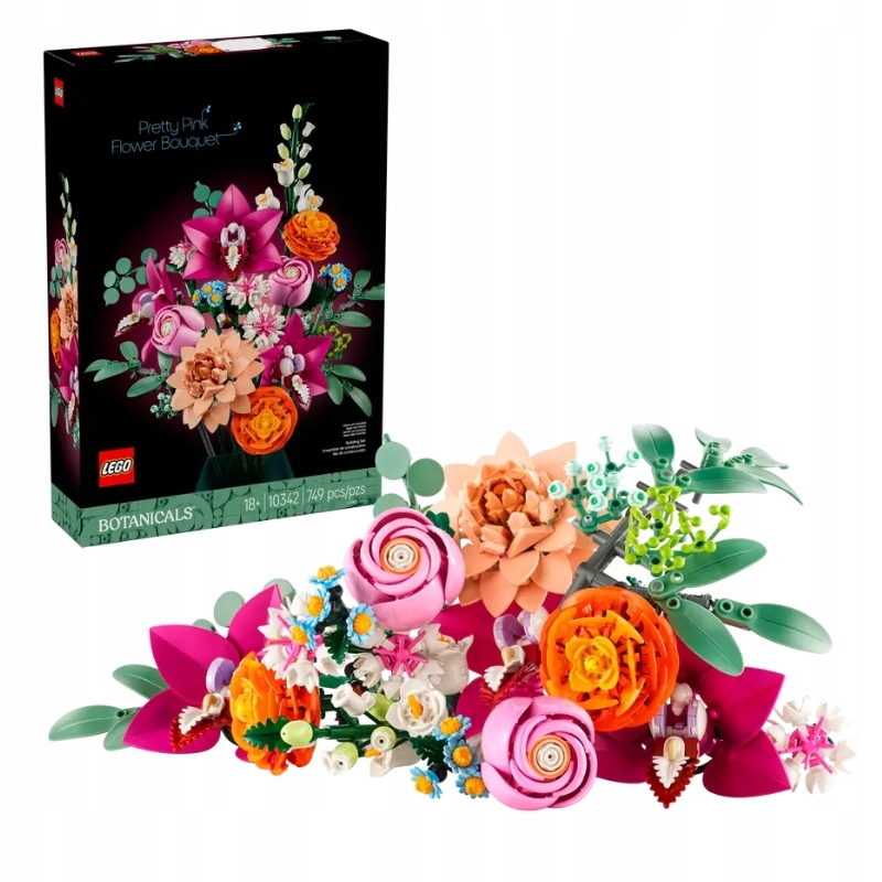 Lego Icons Botanická Kolekce Krásná Kytice Růžových Květů 749 El. 18+
