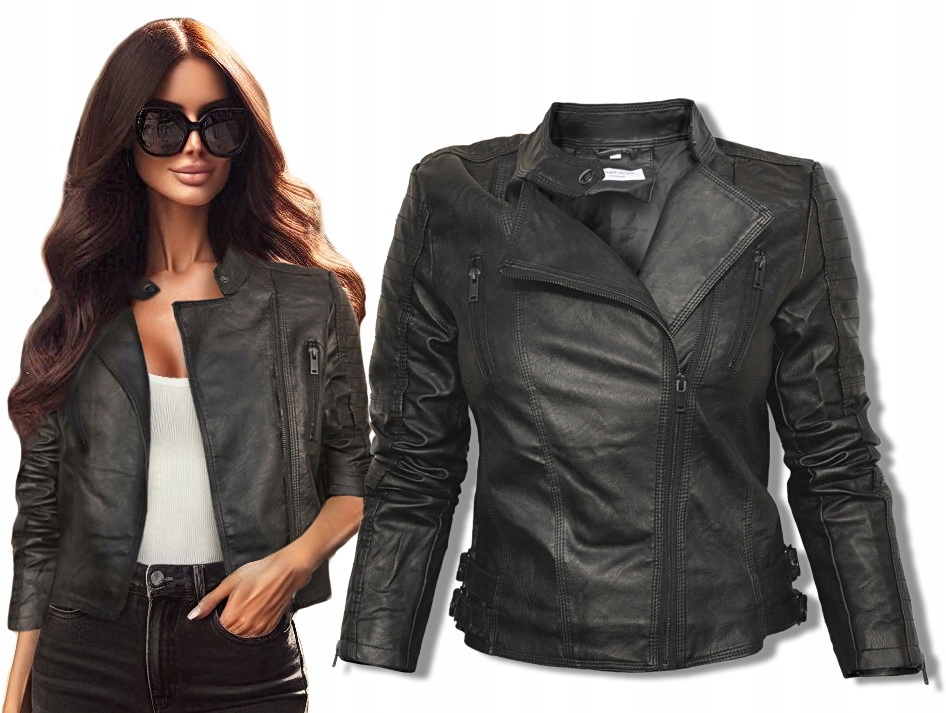 Ramoneska Kurtka damska Fashionavenue_ skórzana moto Biker HM23 L