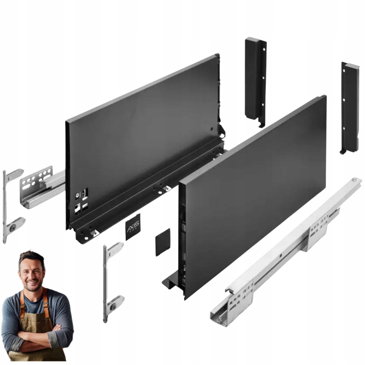 Šuplík Gtv Axis Pro 250 mm Černá Velmi vysoká H-199 PB-AXISPRO-KPL250D2