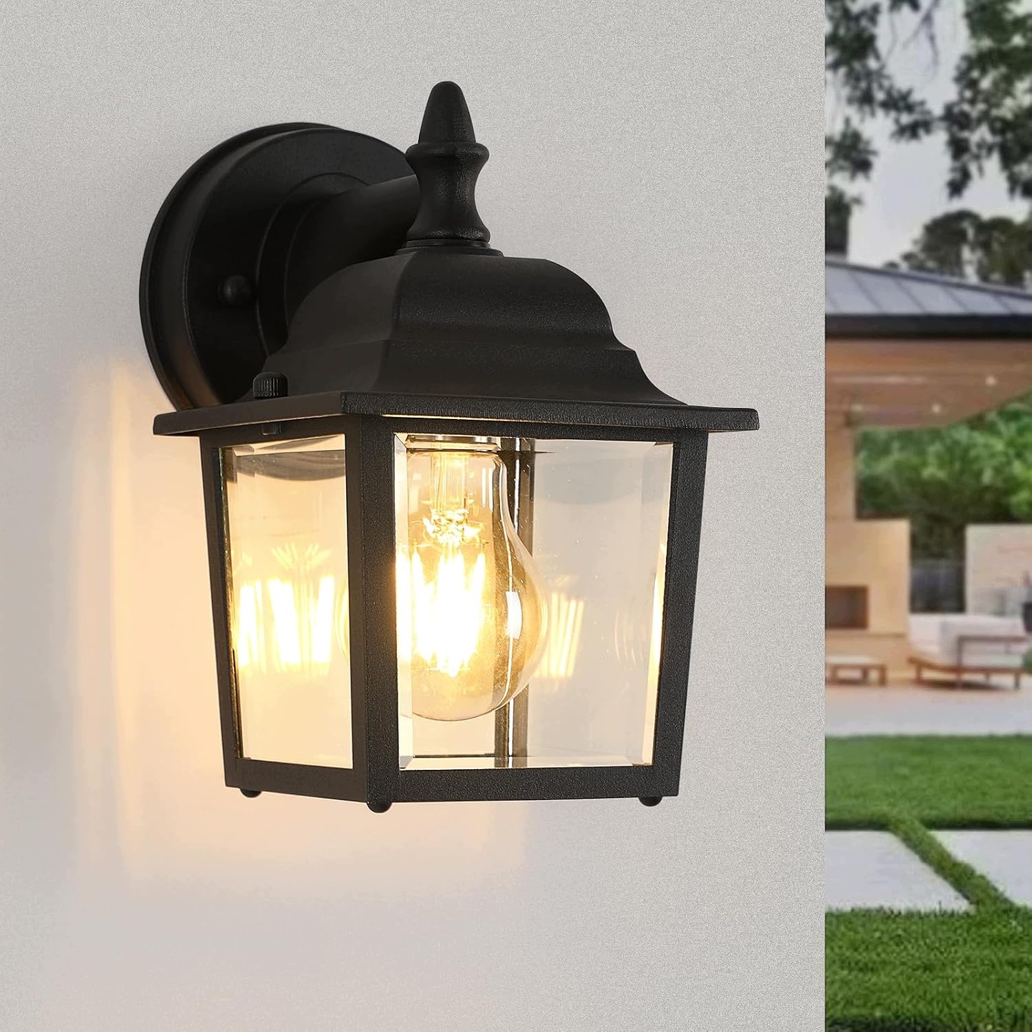 Venkovní Nástěnné Svítidlo Černé, Retro Styl, Patice E27, Minimalistický Design Pro Zahradu