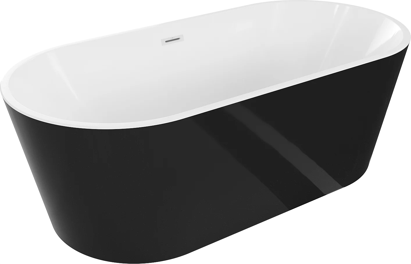 Wanna wolnostojąca 170x80 Mexen Luna akrylowa czarno biała przelew biały