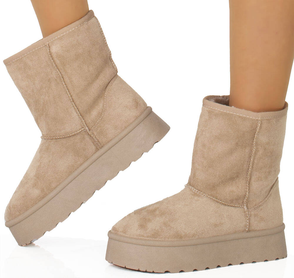 7863 CAMEL OCIEPLANE BOTKI ŚNIEGOWCE NA PLATFORMIE WYSOKIE CIEPŁE KOZAKI 41