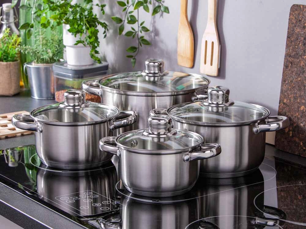 Zestaw garnki na indukcję komplet garnków pokrywki Altom Design Vito 8 el EAN (GTIN) 5901720688897