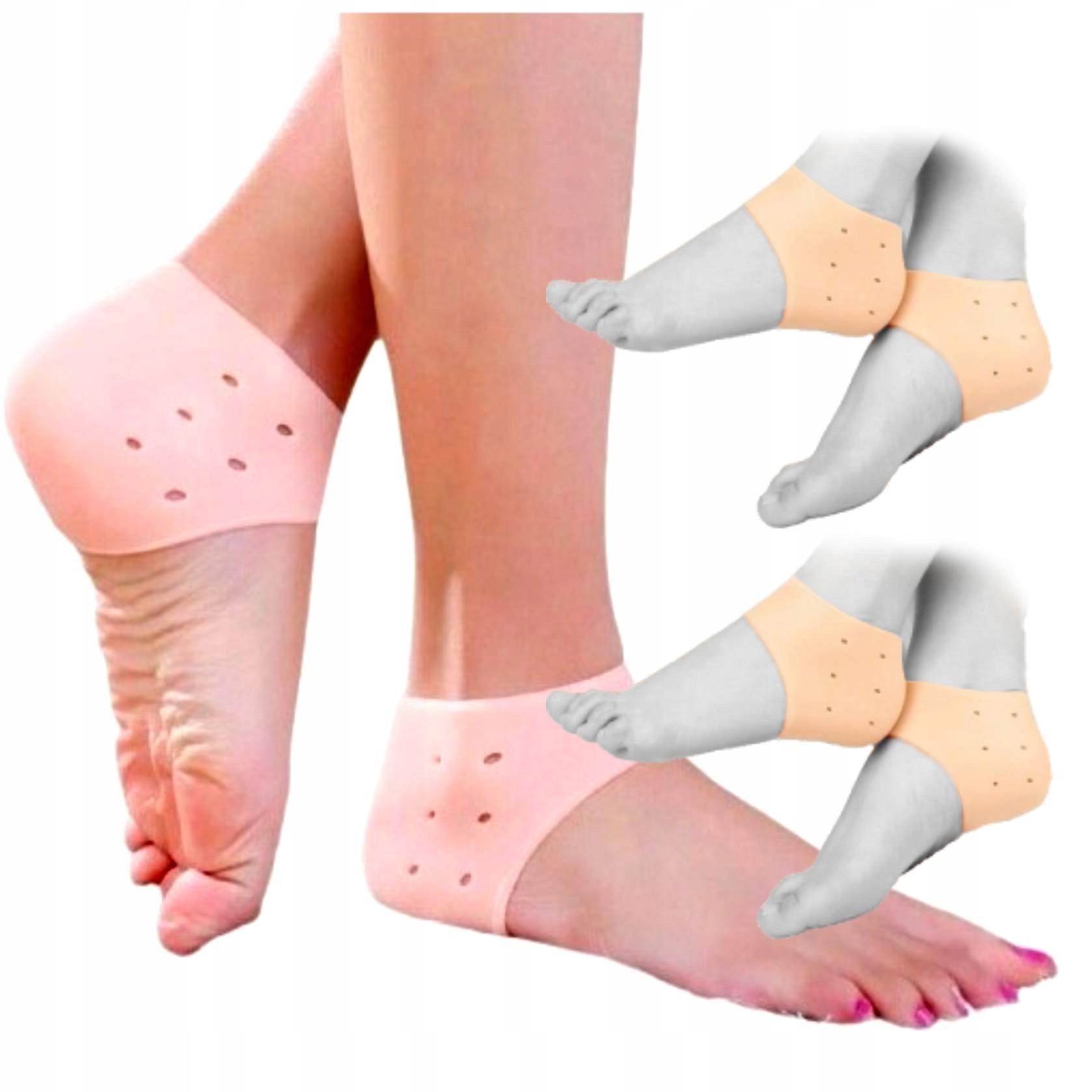 2x Skarpetki Żelowe Na Pękające Pięty Ostrogi Opaski Okluzja Orteza 38-44