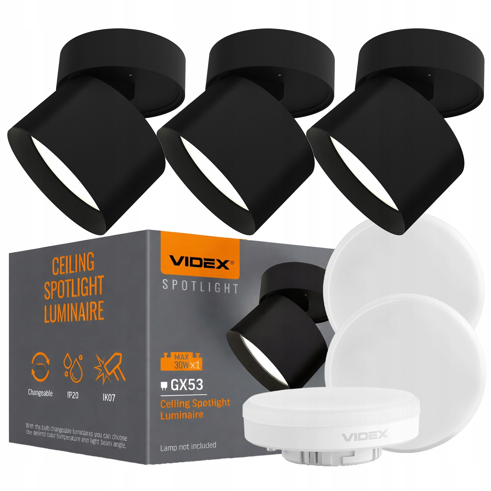 Bodové svítidlo 3x GX53 Led žárovka GX53 8W 730lm 4000K Neutrální 140°