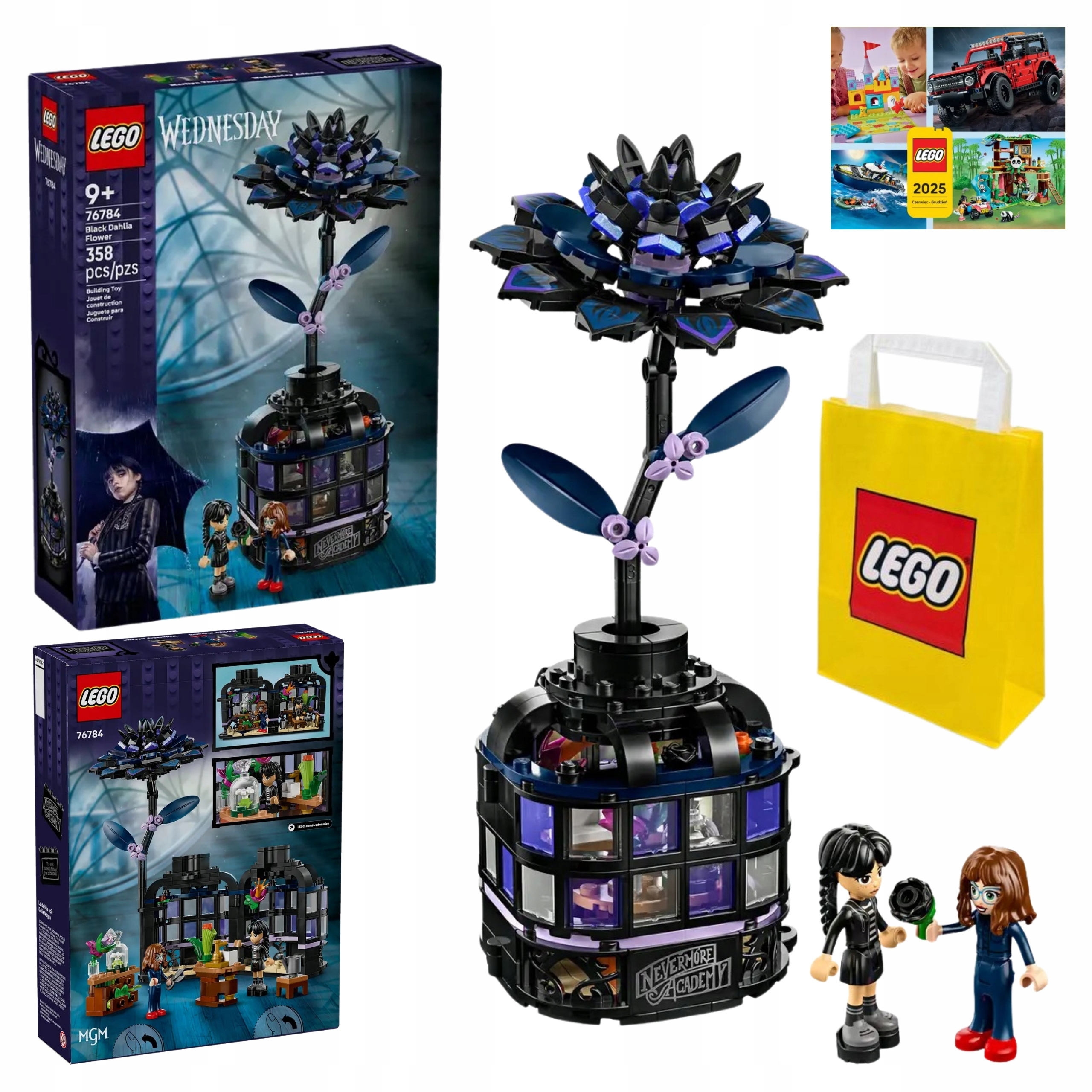 Lego 76784 Wednesday Květ černé jiřiny Stavebnice taška a katalog Dárek