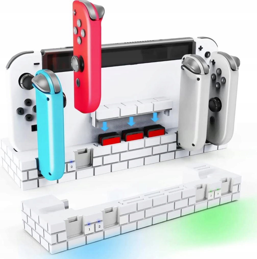 Ładowarka stacja ładowania dock na 4x Joy-Con Ns Switch Oled Styl Mario Bia