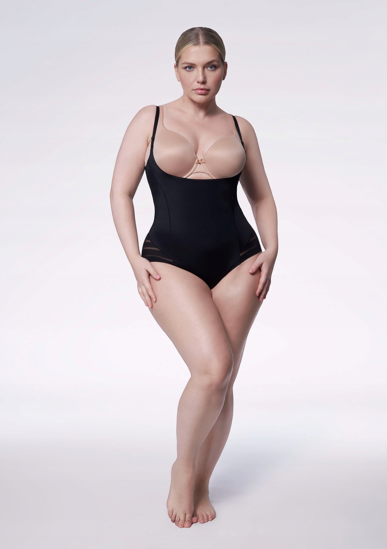 Julimex Wyszczuplające body pod biust z siateczką M CZARNY Rozmiar 38