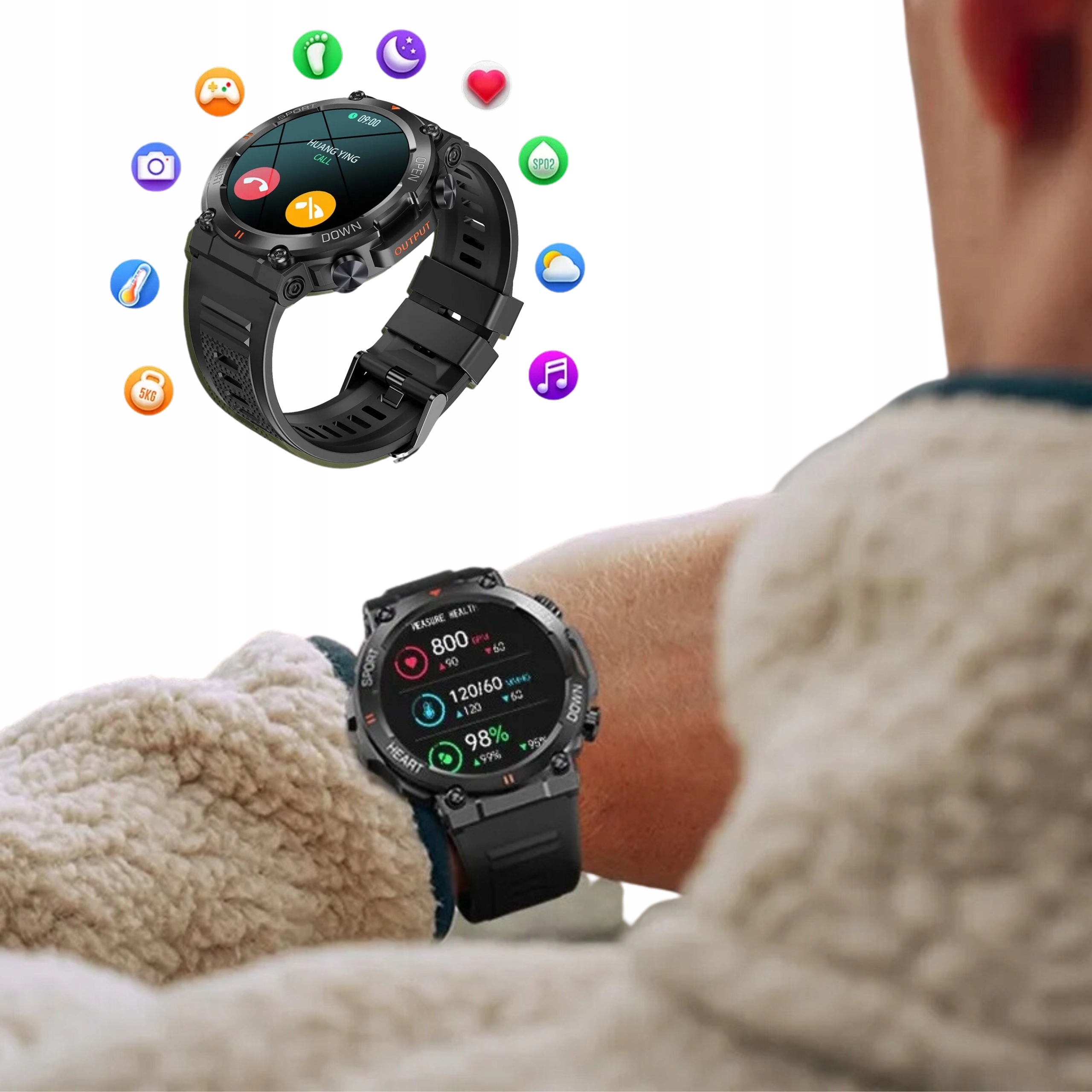 SMARTWATCH MĘSKI K56 PRO 360x360 ROZMOWY MENU PL WODOODPORNY SPORTOWY PULS Marka Inna