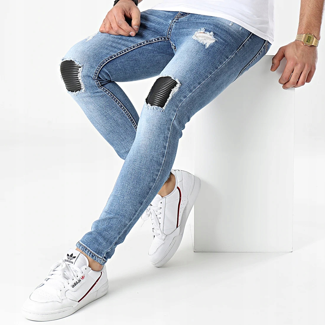 Joggery Džíny Džínové kalhoty Slim Fit Trubky Pružné Kůže