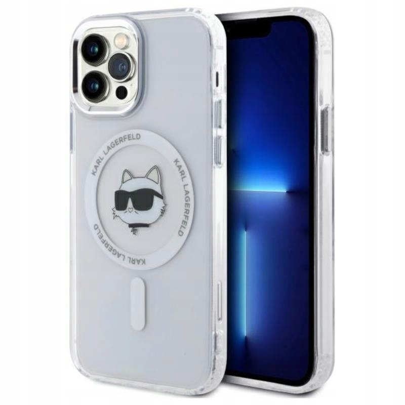 Karl Lagerfeld Choupette Head MagSafe Metal pouzdro pro iPhone 12/12 Pro bílé
