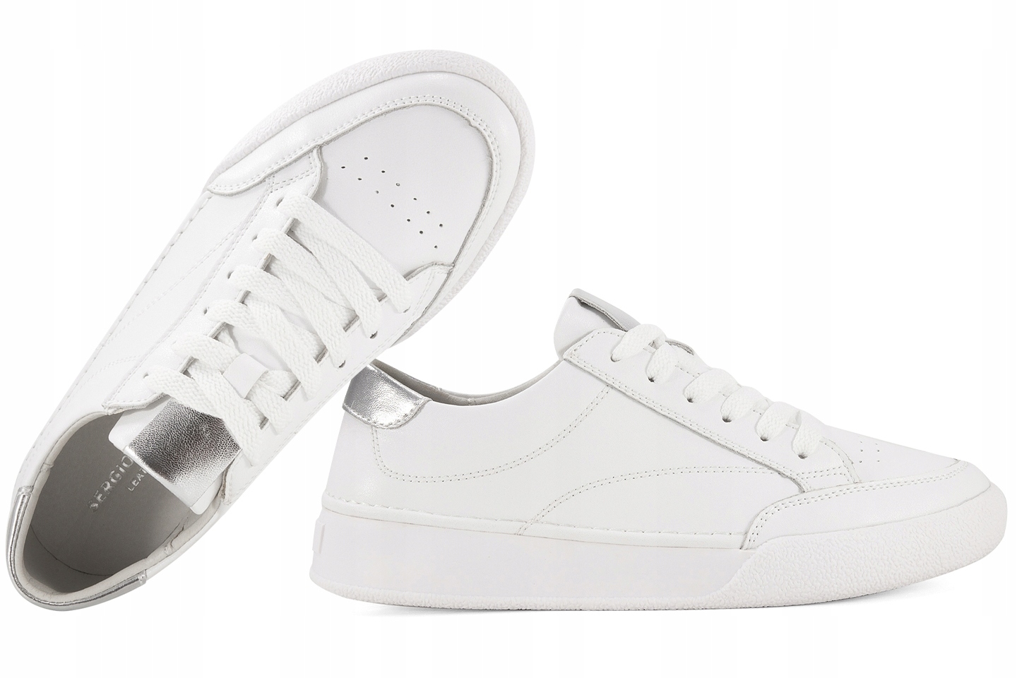 Sergio Leone SP-108 Dámské Sportovní Polobotky, Kožené Tenisky, bílé, 36 mm